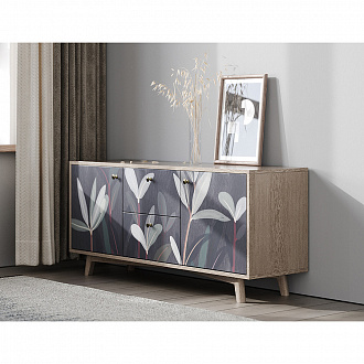 Изображение товара Тумба под ТВ The Idea, Frame, FR043, 139х45х60 см, черный дуб/принт 107