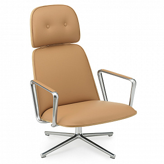 Изображение товара Кресло мягкое для отдыха из кожи Pad, светло-коричневое