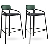 Изображение товара Набор из 2 барных стульев Ror, Round, велюр, черный/темно-зеленый/черный