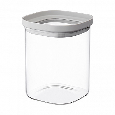 картинка Банка для хранения квадратная Vacuum Glass, 1 л, светло-серая от магазина Одежда+