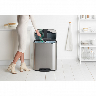 Изображение товара Бак для мусора Brabantia, Bo, Pedal Bin, 2х30 л, стальной матовый