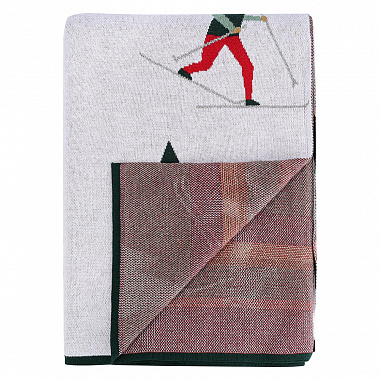 Плед из хлопка с новогодним рисунком Let's Ski из коллекции New Year Essential, 130x180 см, анонс элемента