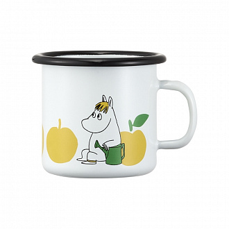 Кружка эмалированная Moomin Вкусные яблоки, 250 мл, белая/желтая