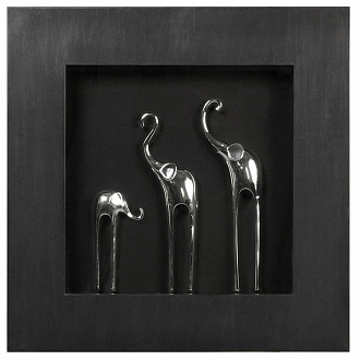 Изображение товара Панно на стену Три слона, черное/серебро