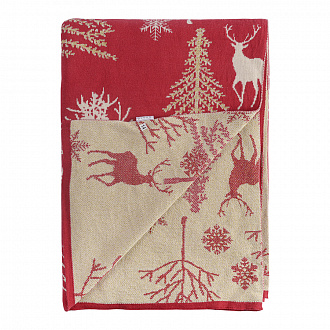 Изображение товара Плед из хлопка с новогодним рисунком Winter fairytale из коллекции New Year Essential, 130х180 см