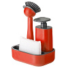Изображение товара Набор для мытья посуды Rengo, 4 предмета, красный