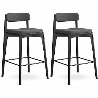 Изображение товара Набор из 2 полубарных стульев Aska, рогожка, черный/темно-серый