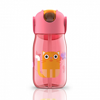 Изображение товара Бутылочка детская с силиконовой соломинкой 415 мл розовая