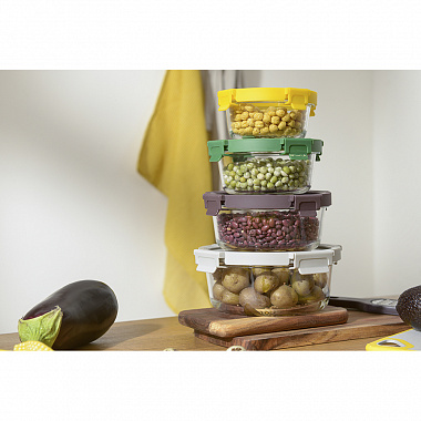 картинка Контейнер для запекания и хранения круглый Click Glass, 1,3 л, светло-серый от магазина Одежда+