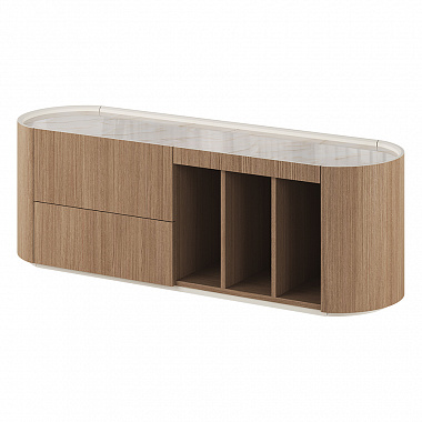 Тумба под ТВ Lagom,136,6х41х46 см, натуральный дуб/камень, анонс элемента