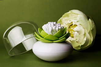 Изображение товара Контейнер для хранения ватных палочек Lotus, белый/зеленый