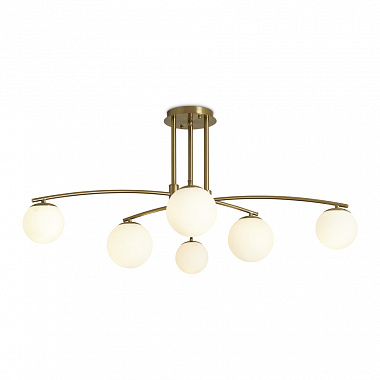 картинка Светильник потолочный Modern, Hanger, 6 ламп, 110х49,5 см, латунь/белый матовый от магазина Одежда+
