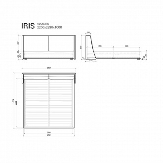 Изображение товара Кровать Iris 120, 225х229х100 см, темная береза/бордовая