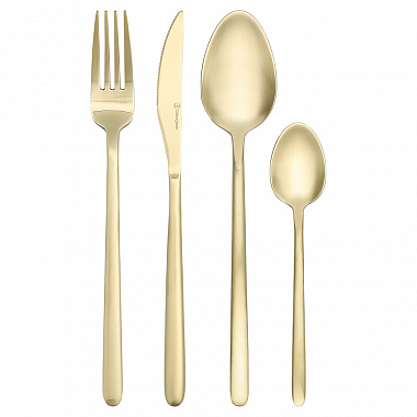 картинка Набор столовых приборов Pure, золотистые матовые, 16 пред. от магазина Одежда+