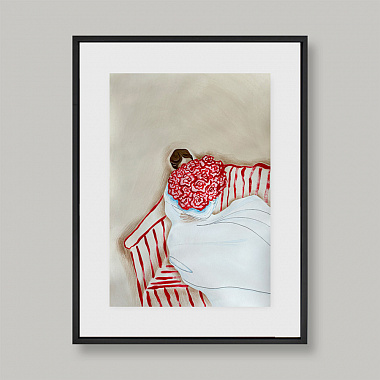 картинка Графика «С цветами», Art Design 33, лист А3, белый/серый/голубой/бежевый/красный от магазина Одежда+