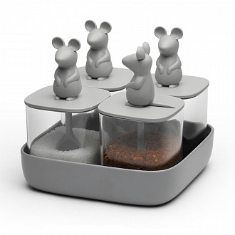 Изображение товара Набор банок для сыпучих продуктов Lucky Mouse Seasoning, 4 шт