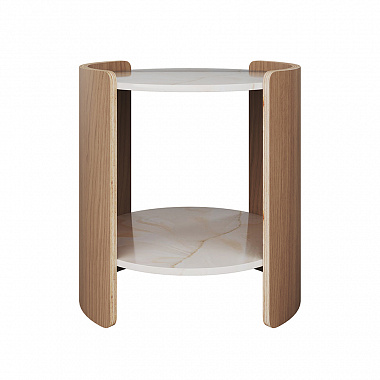 Столик Lagom Stone, Ø43 см, камень/ натуральный дуб, анонс элемента