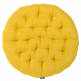 Изображение товара Подушка на стул круглая из стираного льна горчичного цвета из коллекции Essential, 40х40x4 см