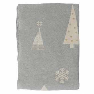 Изображение товара Плед из хлопка с новогодним рисунком Christmas tree из коллекции New Year Essential, 130х180 см