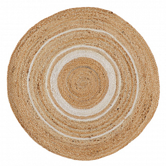 Изображение товара Ковер из джута круглый с вставками белого цвета из коллекции Ethnic, 90 см