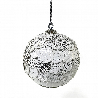 Изображение товара Шар новогодний декоративный Paper ball, серебристый мрамор