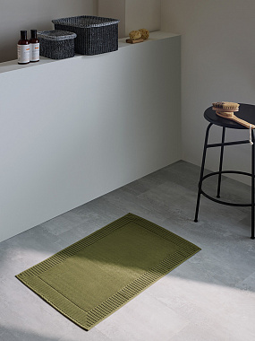 Коврик для ванной с фактурным бортиком оливкового цвета из коллекции Essential, 50х80 см, анонс элемента