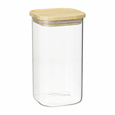 картинка Банка для хранения квадратная Glass Bamboo, 1,4 л от магазина Одежда+