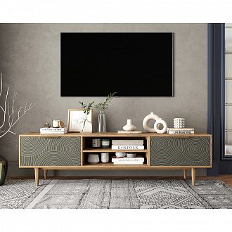 Изображение товара Тумба под ТВ с нишей Line, 180х45х50 см, темно-зеленая