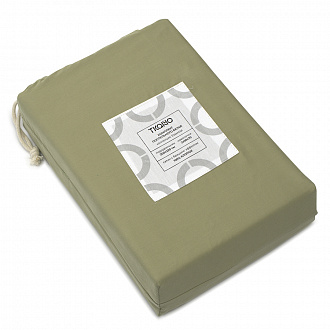 Изображение товара Комплект постельного белья из сатина цвета шалфея с брашинг-эффектом из коллекции Essential