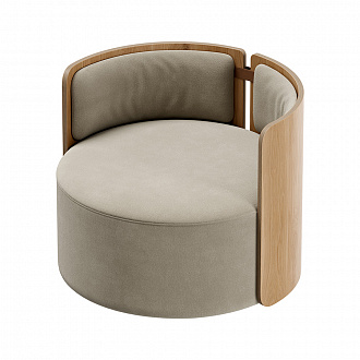 Кресло крутящееся Lagom 800, ∅82,5 см, светло-бежевый/натуральный дуб