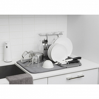 Изображение товара Коврик для сушки посуды с подставкой Udry, 46х27,3х61 см, темно-серый