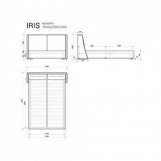 Изображение товара Кровать Iris 114, 165х229х100 см, светлая береза/светло-бежевая