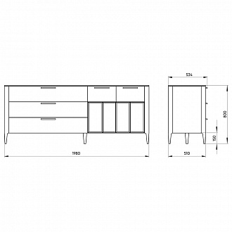 Изображение товара Тумба с 5-ю ящиками Type, 51х198х80 см, темно-серая