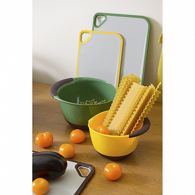 картинка Доска разделочная из пшеничного волокна Homi, 29х20 см, светло-серая с желтым кантом от магазина Одежда+