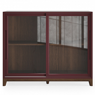 Изображение товара Витрина Case, CS160, 121х45х100 см, темный дуб/бордо