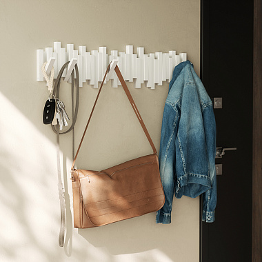 Вешалка настенная Sticks, 72 см, 8 крючков, белая, анонс элемента