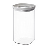 Изображение товара Банка для хранения квадратная Vacuum Glass, 1,5 л, светло-серая