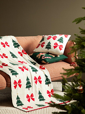 Подушка вязаная с новогодним рисунком Christmas Bows из коллекции New Year Essential, 45x45 см, анонс элемента