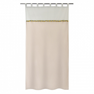 Штора из хлопка с помпонами бежево-серого цвета из коллекции Essential, 150х290 см