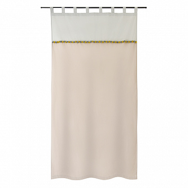 Штора из хлопка с помпонами бежево-серого цвета из коллекции Essential, 150х290 см, анонс элемента