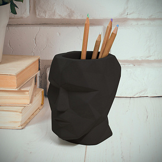 Изображение товара Подставка для канцелярских принадлежностей The Head, 12 см, черная