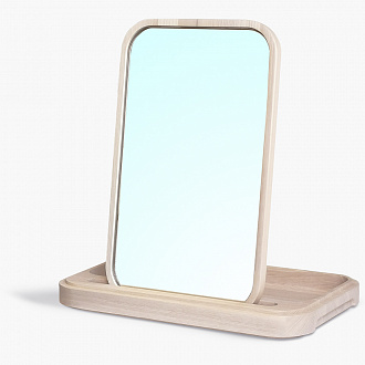 Изображение товара Шкатулка с зеркалом Basic Button, 19,8х31,8x7 см, ясень беленый/галька