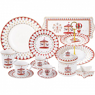 Изображение товара Набор чашек с блюдцем Рождественская карусель, 80 мл, 2 шт.