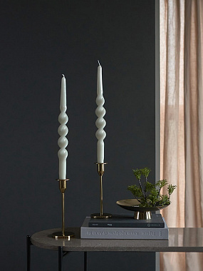 картинка Набор из двух свечей светло-серого цвета из коллекции Essential, 35 см от магазина Одежда+