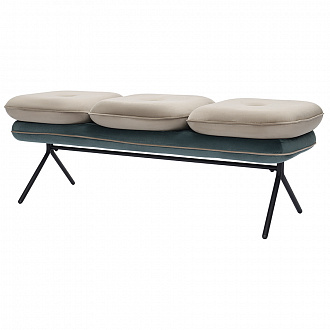 Банкетка Pea, велюр, бежевая/сине-зеленая