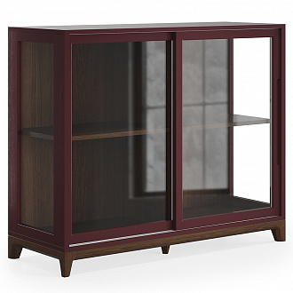 Изображение товара Витрина Case, CS160, 121х45х100 см, темный дуб/бордо