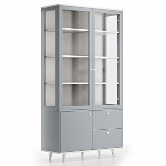 Изображение товара Витрина Twin, TW170, 112х45х216 см, беленый дуб/олово