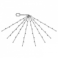 Изображение товара Гирлянда Akku, 8 нитей по 1,4 м, 64 LED, 2 м, теплый белый, черный провод