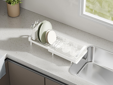 картинка Сушилка для посуды Atle раздвижная малая, белая от магазина Одежда+