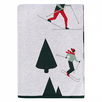 Плед из хлопка с новогодним рисунком Let's Ski из коллекции New Year Essential, 130x180 см